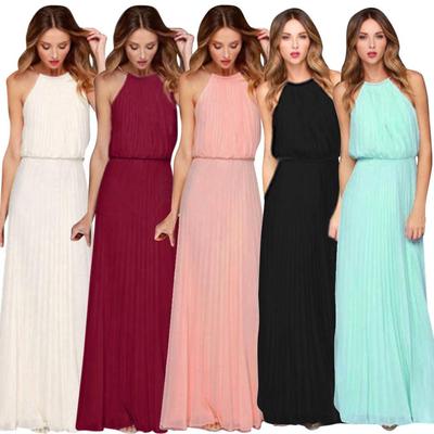 Outdooor Hochwertiges formelles Chiffon-Maxikleid für Damen, ärmellos, für Abschlussball, Abend, Party, langes Maxikleid