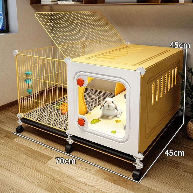 Großer Kaninchenkäfig mit separatem Schlafbereich Innengehege mit herausnehmbarer Schublade für Meerschweinchen Kaninchenhaus Niederländisches Schweinegehege