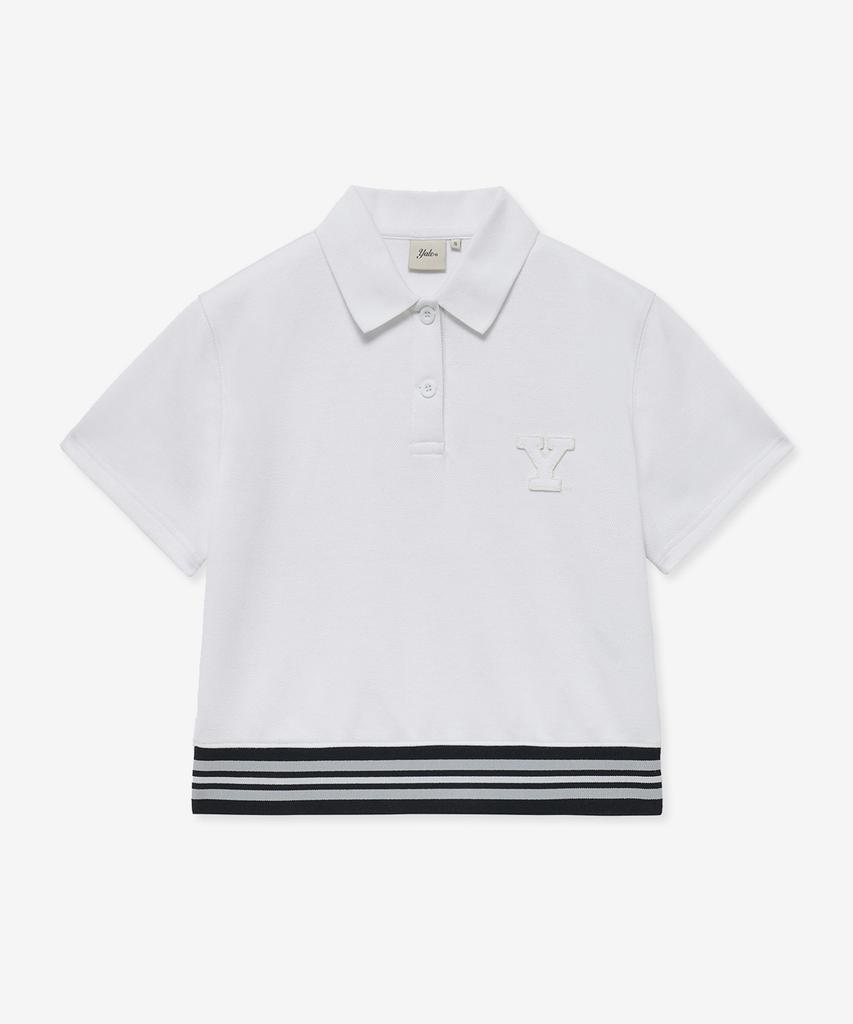 YALE Women'S Crop Banded Polo Shirt_White