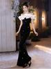 Elegant One-Shoulder Black Sequin Mermaid Evening Gown for Women