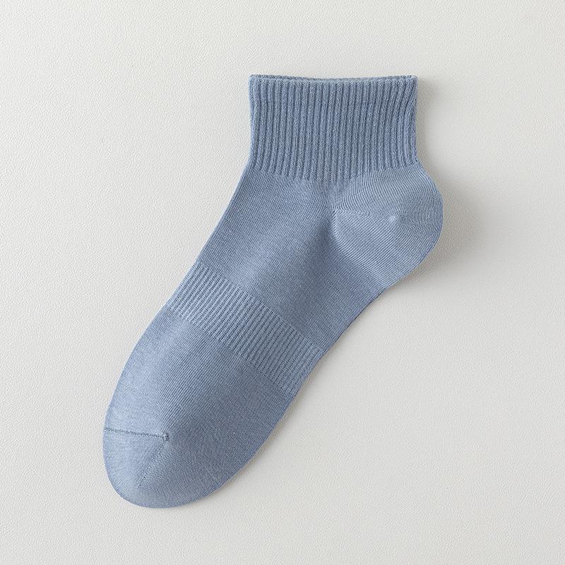 Men Spring and Summer Pure Cotton Leisure Breathable Boneless Short Tube Socks