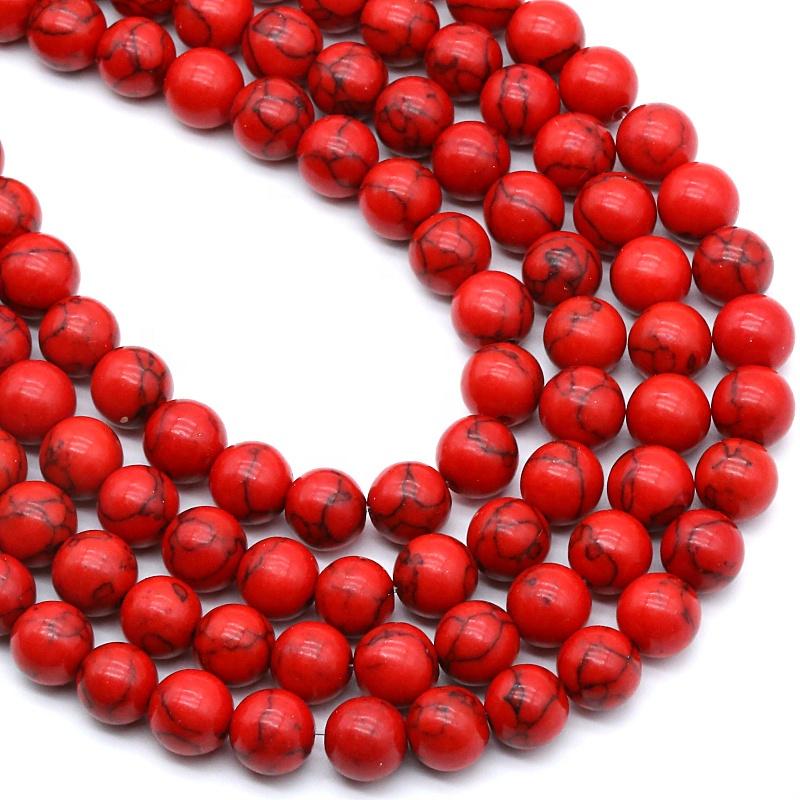 Natural Gemstone Stone Red Turquoise Beads 4 6 8 10mm Loose Spacer Beads for Jewelry Making