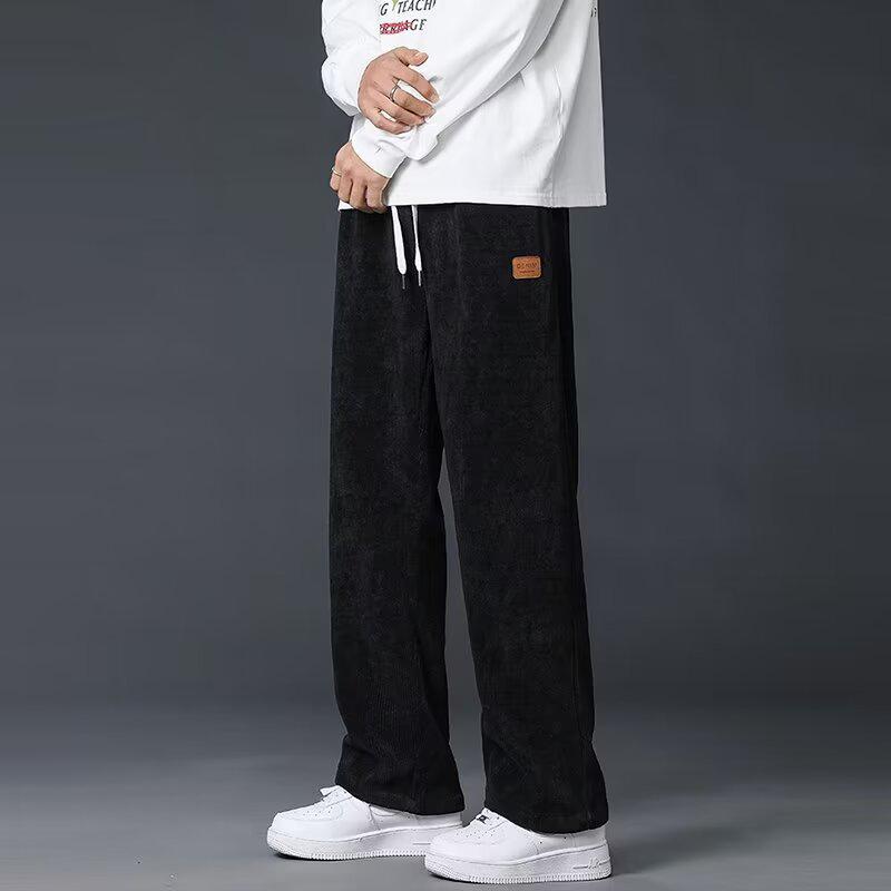 Pánské trendy manšestrové široké tepláky: Jarní/Podzimní Ležérní High-Street Styl