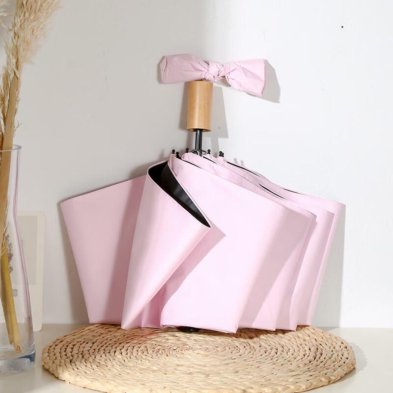 

Women s Folding UV Umbrella with Bowknot Wooden Handle