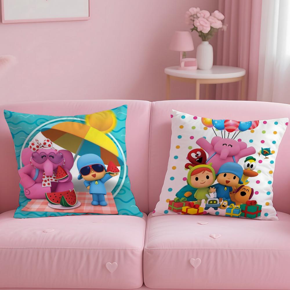 Cartoon Cute P-Pocoyo Pillow Case Short Plush Double-Sided Printing Home Machine Washable In Warm Winter Cushion Cover