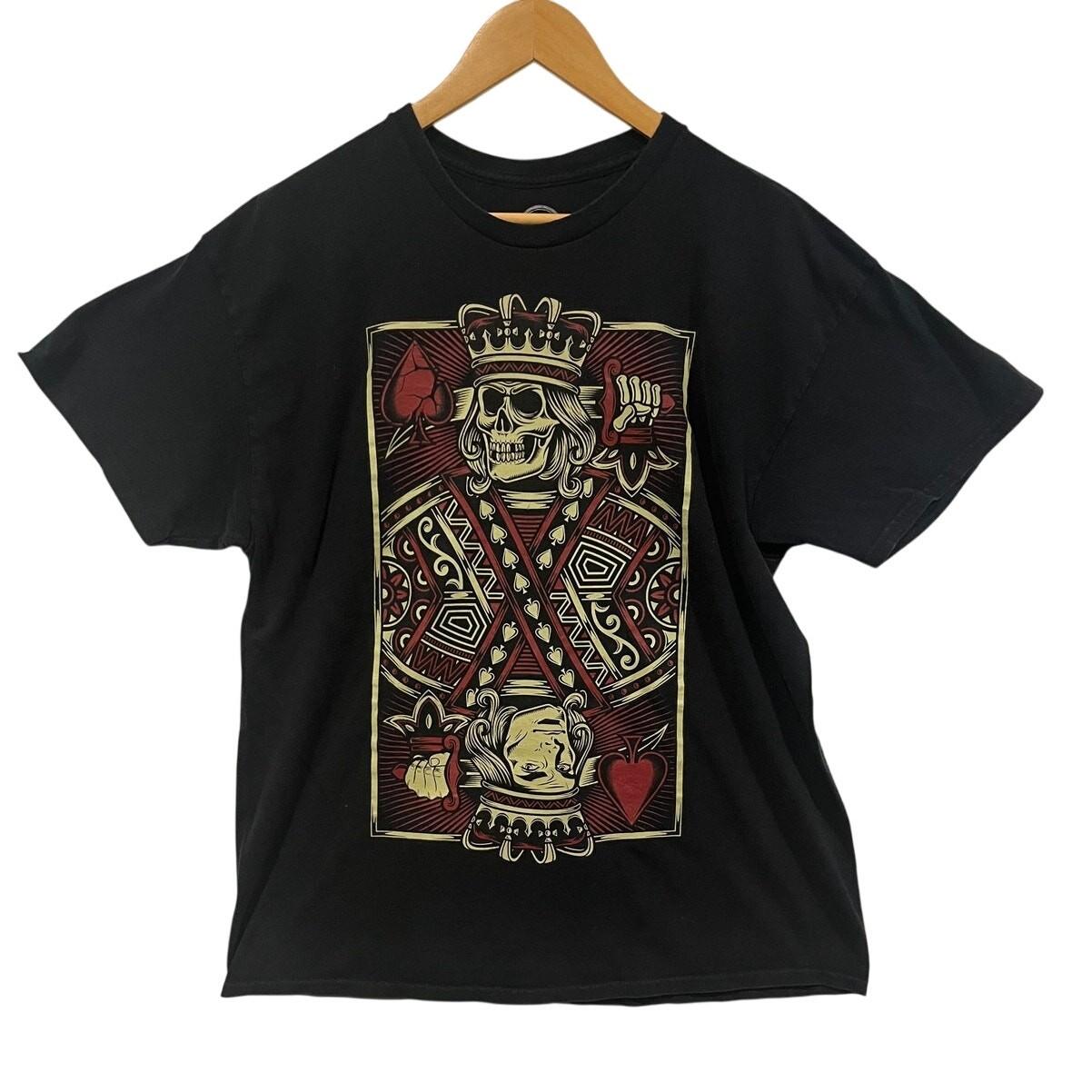 DOM Gothic Skull King Of Spade Graphic Tee Black Playing Card Halloween Cotton S
