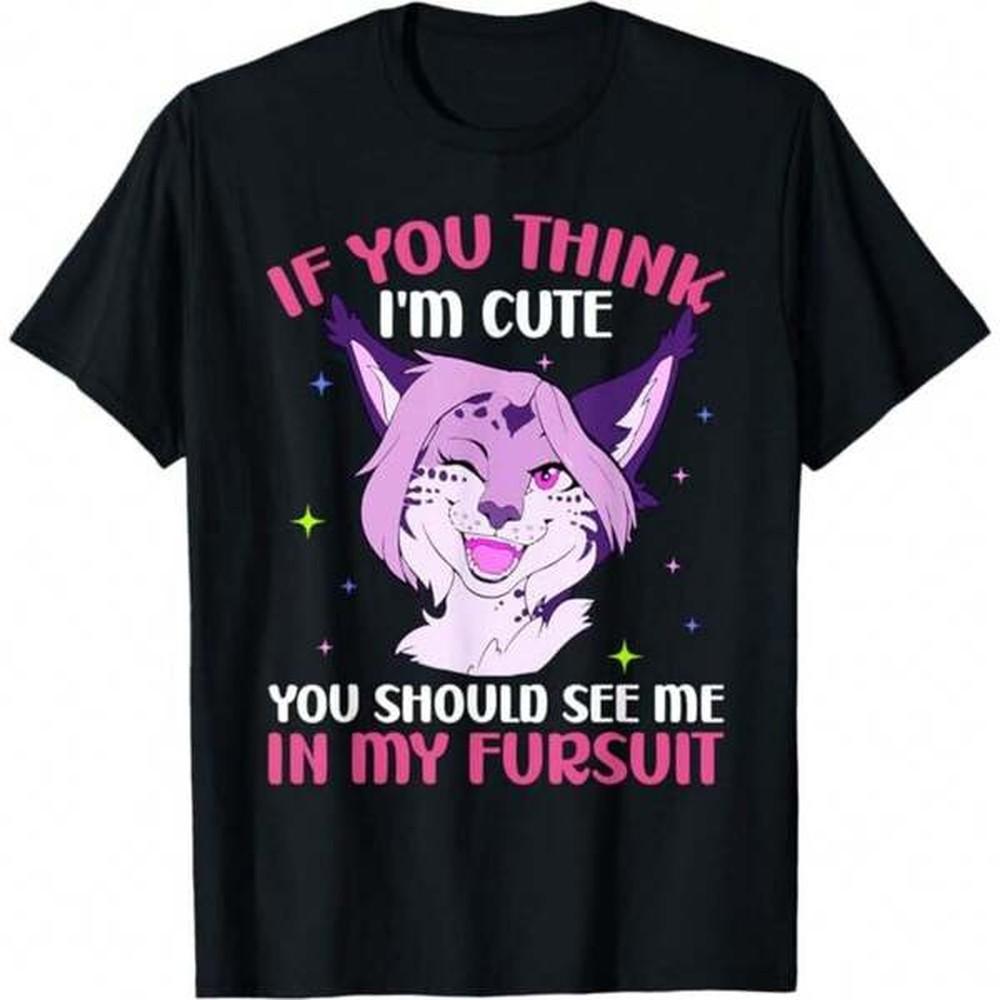 180gsm Pure Cotton You Should See Me In My Fursuit Fox Furry Fandom Graphic T Shirt Soft Knit Unique Casual Furry Tee