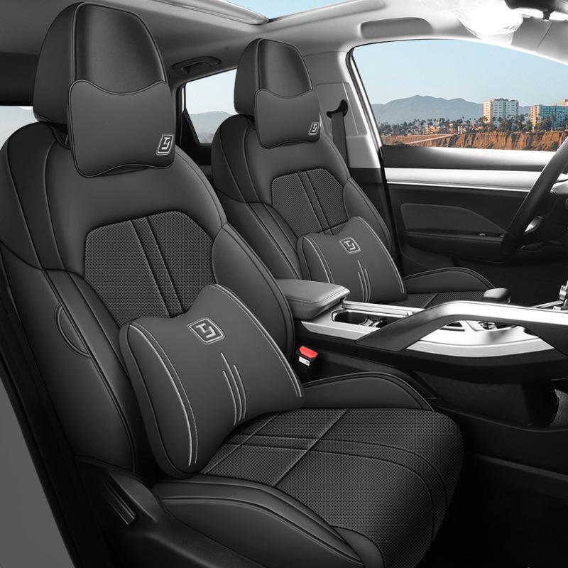 Bin Yue 5-Seater Perforated Leather Car Seat Cushion - All-Season Universal Fit