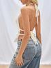 2026 Chiffon Pleated Halter Top with Open Back Lace-up Design