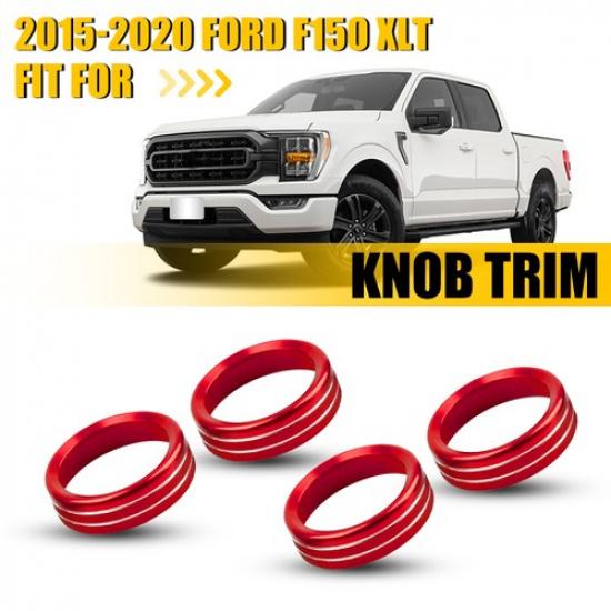 Red Air Conditioner /4WD / Audio Switch Knob Ring Cover Trim for Ford F150 XLT N