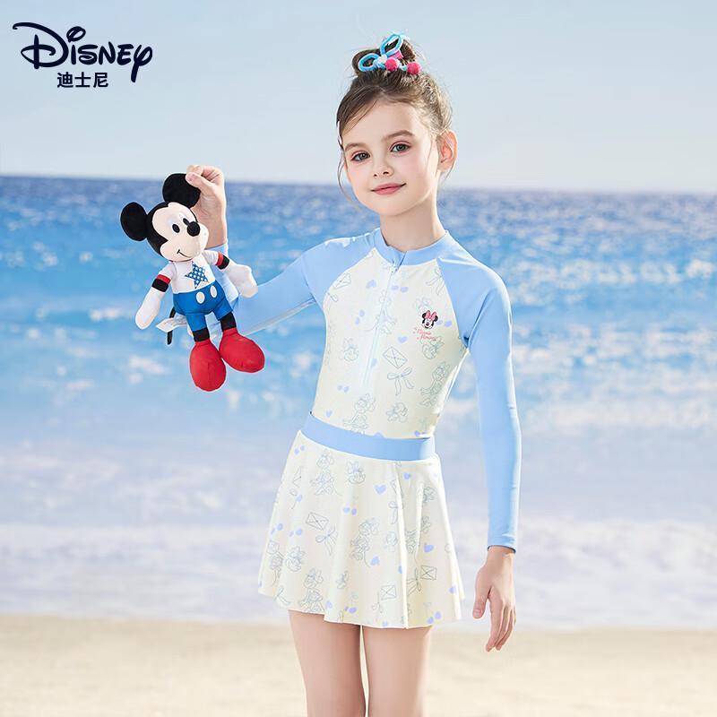 Disney Girls' Long-Sleeve One-Piece Sun Protection Swimsuit