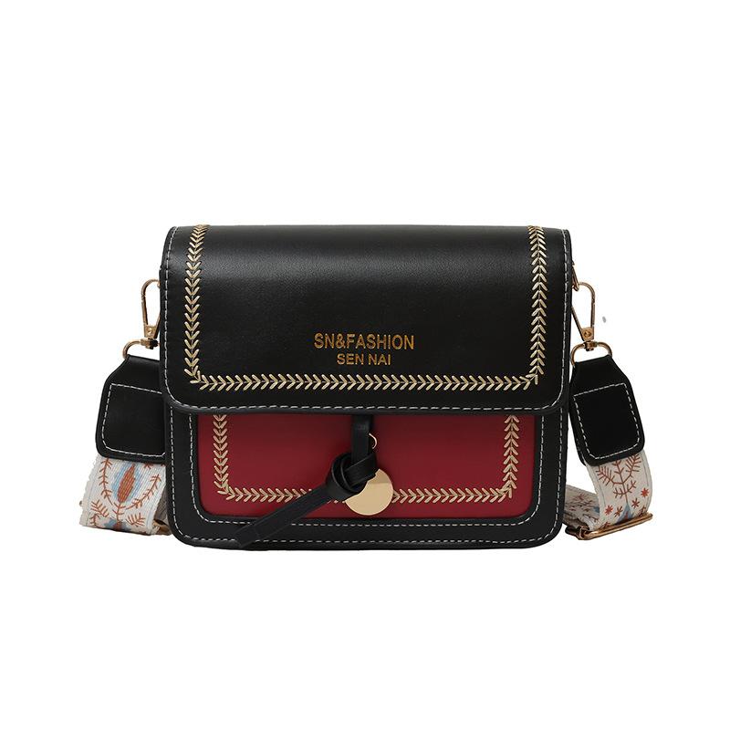 Borsa a Spalla in Ecopelle Street Style, Piccola Borsa a Tracolla Quadrata con Dettagli di Cucitura per Donna