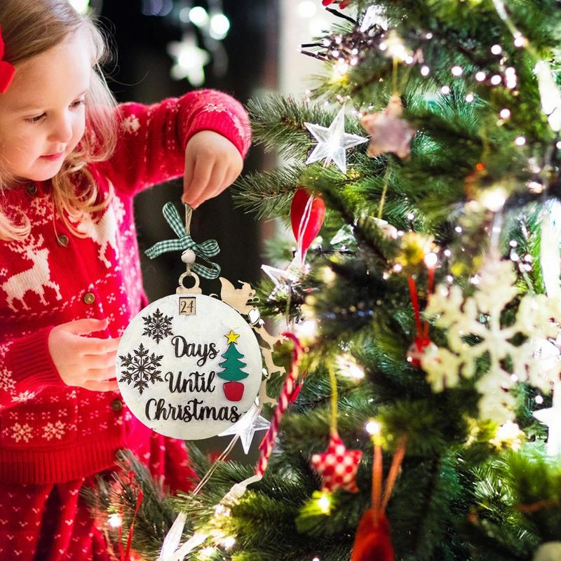 Christmas Countdown Decoration 25 Days Christmas Countdown Pendant 3D Winter Decoration Sliding Ornament For Home Decoration