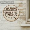Funny Guinea Pig Area Sign, Retro Warning Metal Decor with Paw Prints, Rustic Pet Cage Ornament, 2D Flat Small Animal Gift