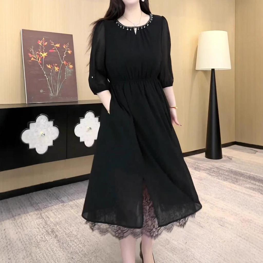 Chic Plus Size French Chiffon Midi Dress - Summer Collection