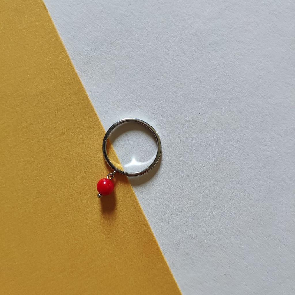 Zilveren ring met koraal, gewicht van het product 1,65 gr (2145585)