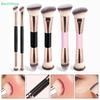 Double-ended makeup brush Foundation Makeup Brush Flat/Angle Top Contour Brush