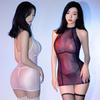 Sexy Women Oil Glossy Shiny Tights Pencil Dresses Sheer See Thorugh Bandage Elastic Micro Mini Dress Sex Clubwear Porno Clothing