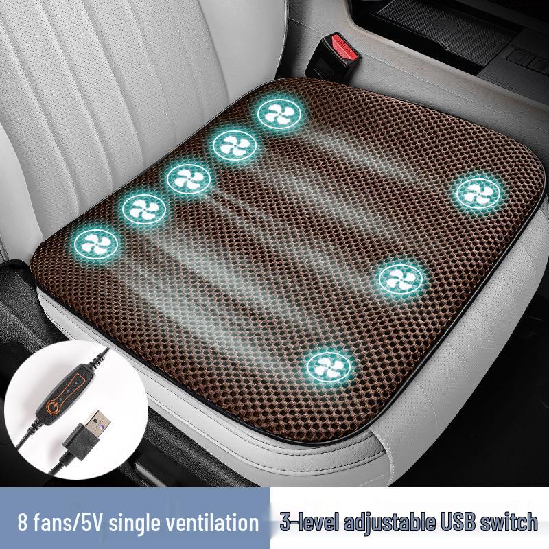 2024 USB Ventilated Cooling Pad: Ice Silk Blower Seat Cushion for Car and Office