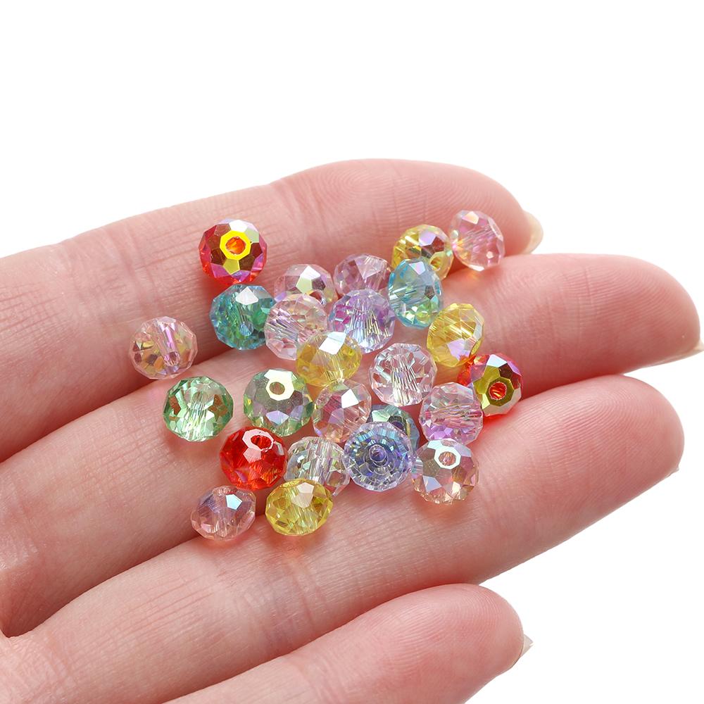 50pcs/lot 4mm 6mm Round Crystal Beads Shiny Faceted Glass Beads Loose Spacer Beads for Jewerly Making Bracelet Necklace