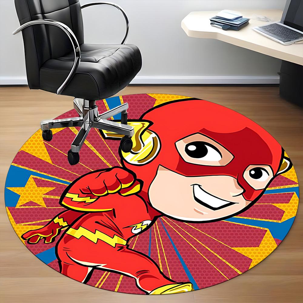1pc Superhero Flash Office Round Area Rug, Under Office Chairs Bedroom Living Room Home Decor, Room Deco, Available in Various Sizes