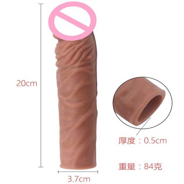 14/16/20CM Realistic Penis Sleeve Extender Reusable Dildos Condom Delay Ejaculation Dick Enlargement Sex Toys for Men