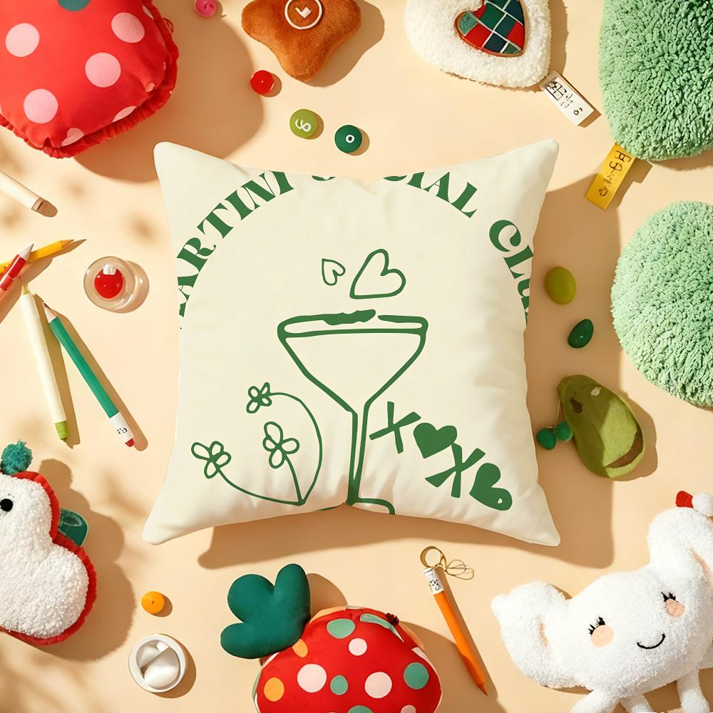 Food And Drinks Cushion Cover Soft Short Plush DoubleSided Printing Home Decor Machine Washable Pillow Case Gift