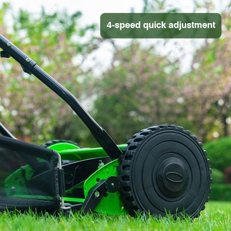 Mașină de tuns iarba multifuncțională de 16 inchi pentru vile de grădină, mașină de tuns iarba compactă și ușoară cu împingere manuală pentru peluze și grădini mici