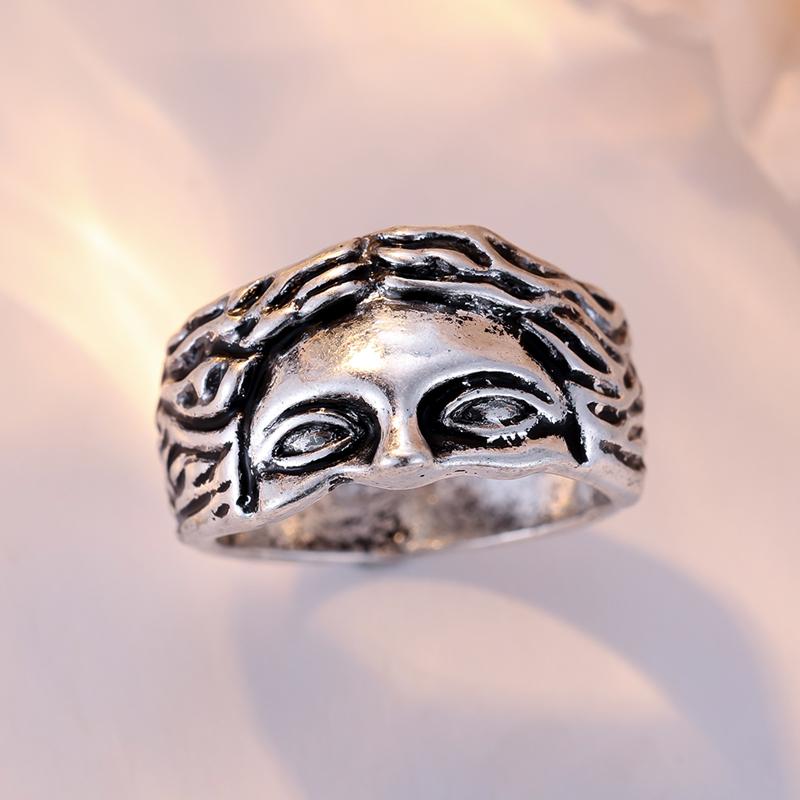 Vintage-Ring mit religiösem Glauben, Jesus-Kopf, für Männer und Frauen, Retro-Fingerringe, Bänder, Modeschmuck, Geschenk