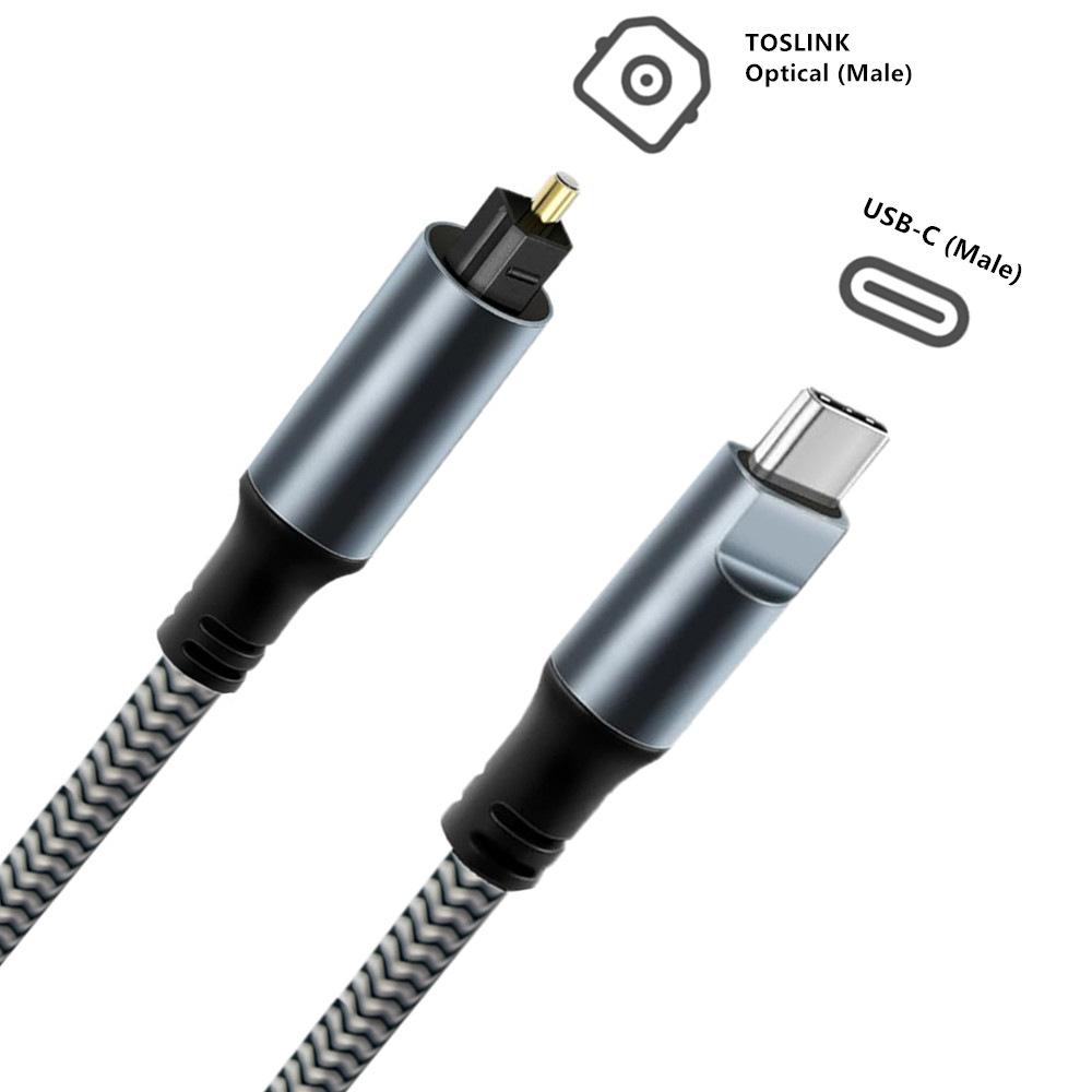 Braided USB C To Optical Audio Cable 3Ft USB C To Toslink Optical Cable with Gold-Plated Connector for TV/Soundbar,Sony PS5
