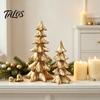 Gold Festive Figurines 2Pcs Christmas Tree Ornaments, Vintage Tabletop Decoration for Holiday Ornaments Home Decor And Fireplace Mantel Display,