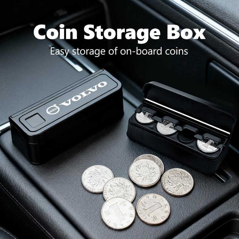 For Volvo Car Console Coin Storage Case Secure Closure Coin Holder V60 V50 V40 S80 S60 S90 C40 XC40 V70 XC70 XC60 XC90
