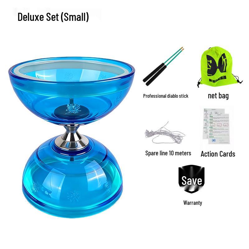 Maple Leaf Transparent Soft Rubber Diabolo with Three Bearings for Beginners & Kids 3 Bearings - Backpack Style