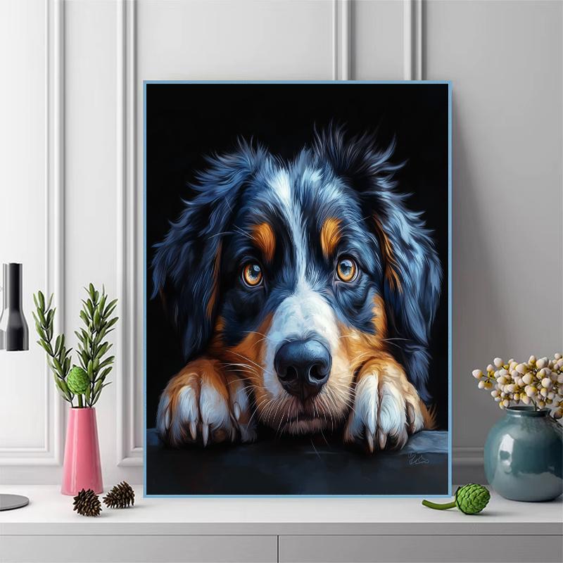 Black Australian Shepherd Pattern 3pcs 100% Round Full Drill 5D DIY Diamond Painting Embroidery Cross Stitch Rhinestone Décor