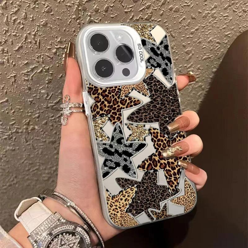 Creative Leopard Print Phone Case for 16 15 14 13 12 11 Pro Max iPhone 17 Air 16E Anti-Fingerprint Anti-Shock Back Cover