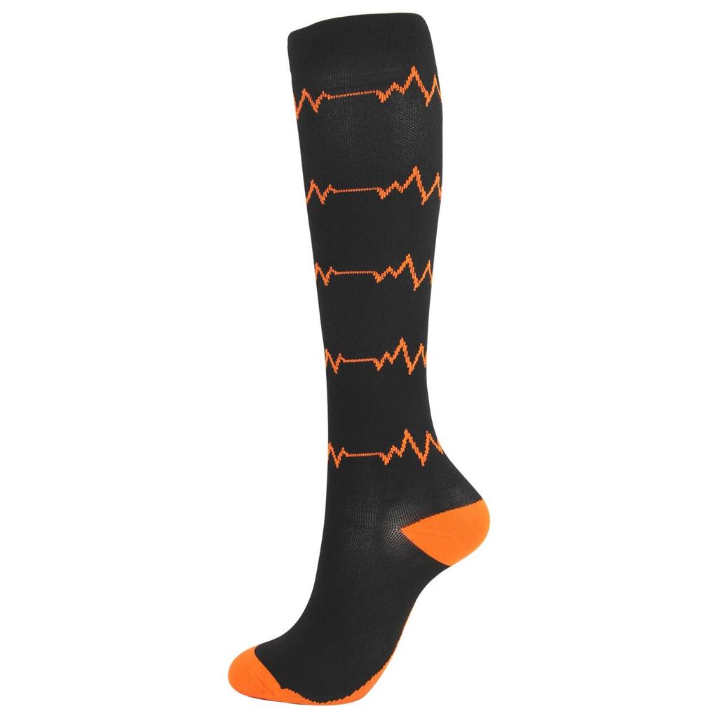 Men Women Ecg Wave Compression Sport Socks Running Socks Compress Stockings Pressure Nylon Long Varicose Veins High Socks