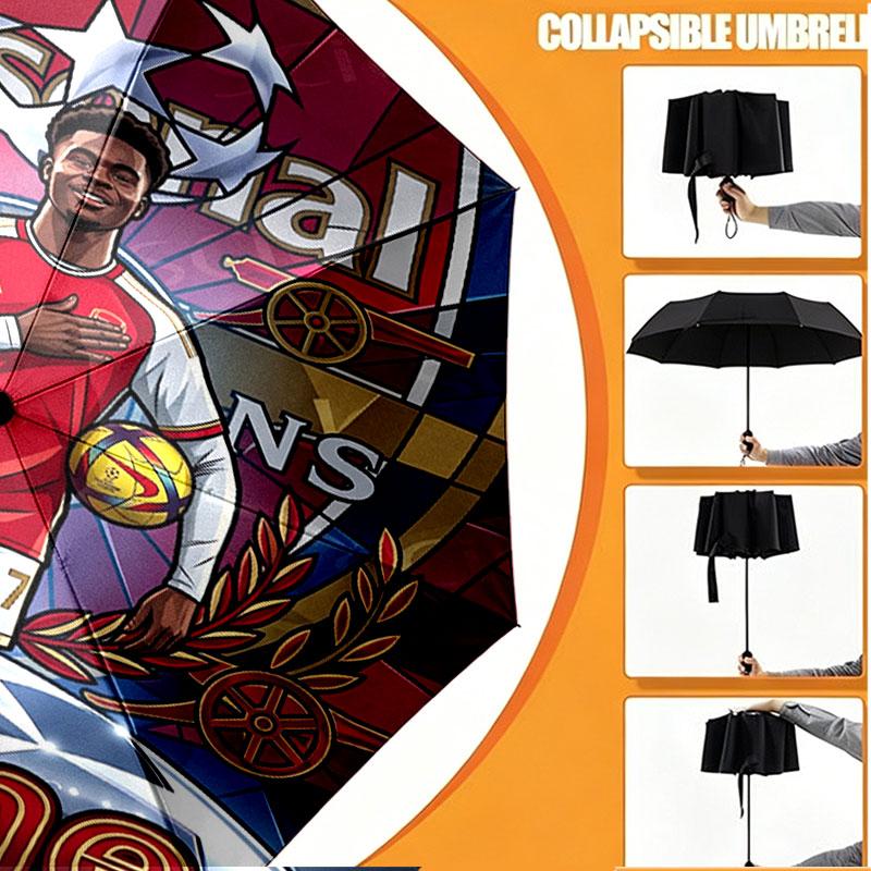 Custom Name Personalized Arsenal F.C Print Umbrella, Auto Open Close, 8‑Rib Sturdy Frame, Commute Camping Hiking Use, Birthday Gift