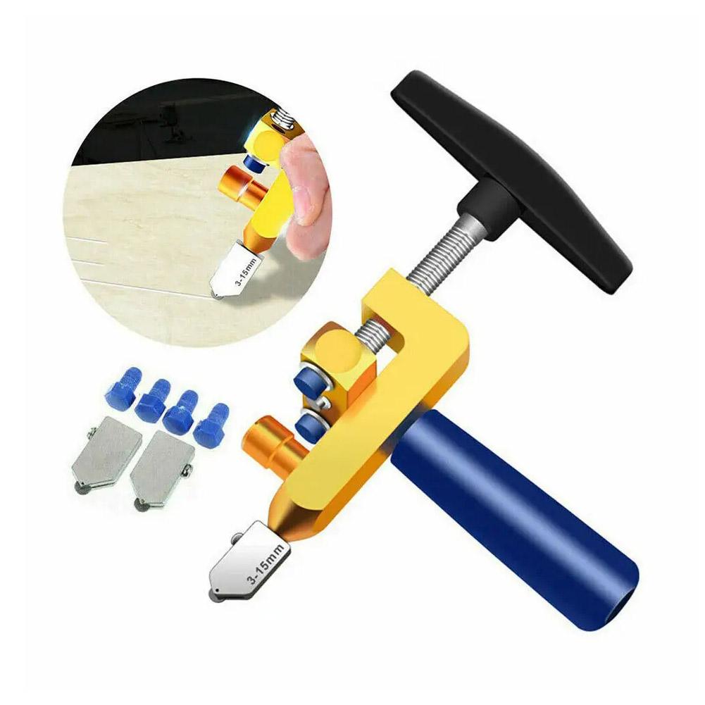2 in 1 Tragbarer Glasschneider Keramikfliesenschneider Glas Einteiliges Schneiden Diamantschneider Zubehör Rolle Multifunktional Zu G0c2