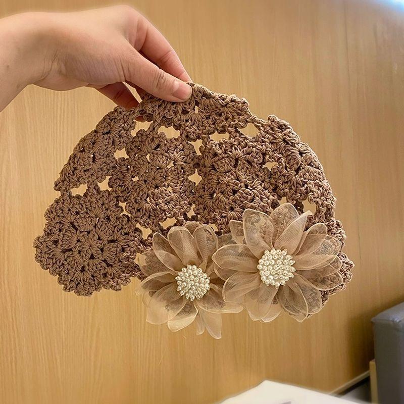 Handmade Hats Stacked Thin New Woven Hollow Retro Knitted Literary Bag Head Wool Hat Women