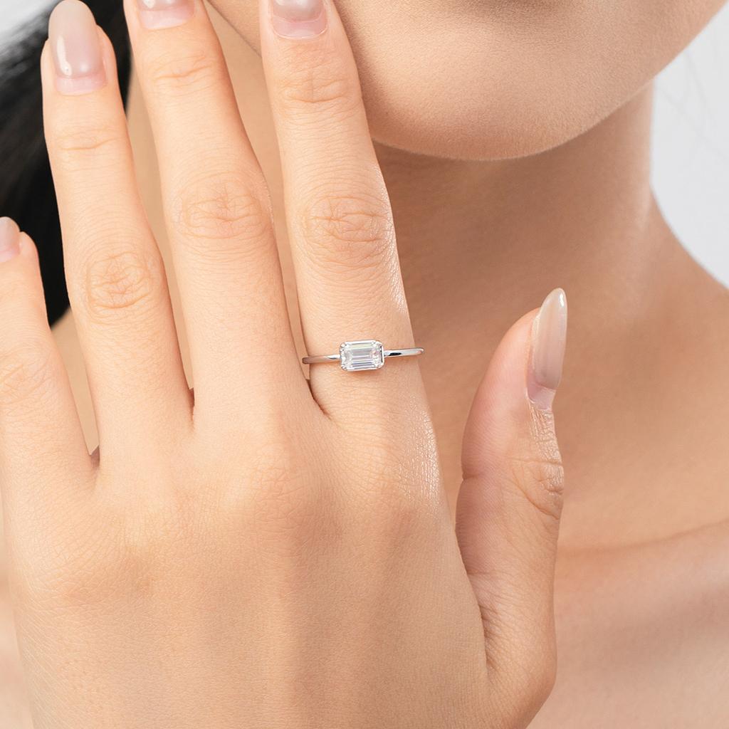 925 Sterling Silver Emerald Cut Rectangle CZ Ring Exquisite Simple Anniversary Gifts For Women Fine Wedding Jewelry