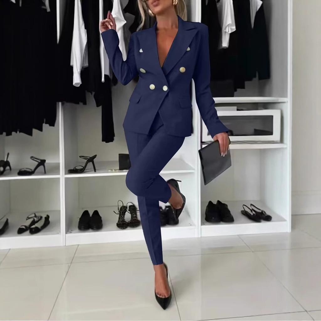 2025 Spring Summer Women's Office Suit Set, Slim Fit Blazer with Trousers for Business Casual, Professional Two-Piece Workwear for Commute