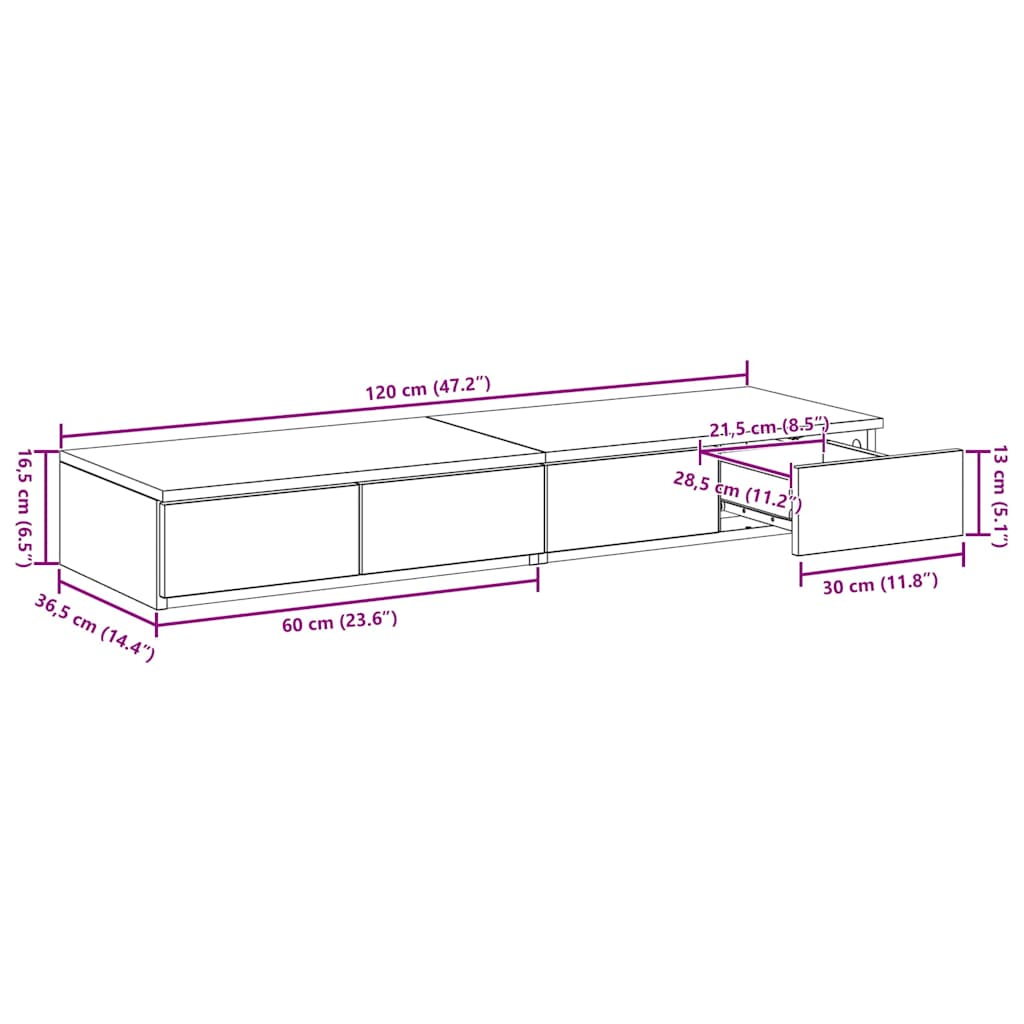 Bed Drawers White 120 x 36.5 x 16.5 cm Particleboard