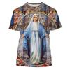 Virgin Mary Graphic T Shirt 3D Print Mother Of God T-Shirt Men Women Christian Tees Vintage Summer  Unisex Short Sleeve Kid Tops