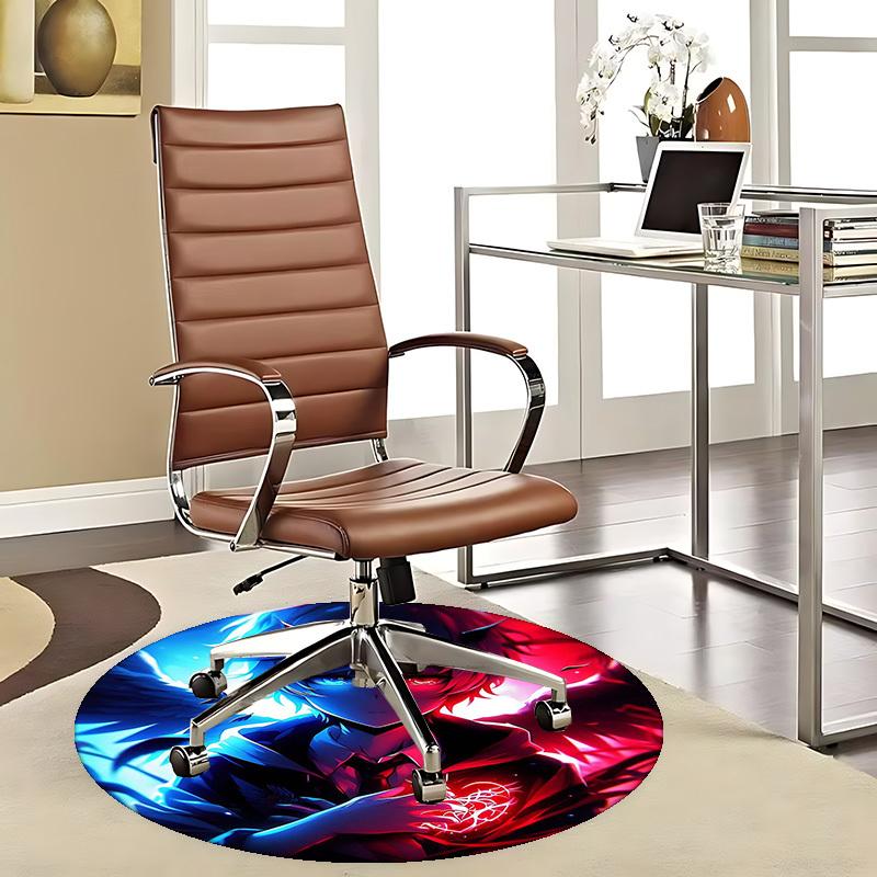 1pc Anime Devil Design Round Carpet - Office Chair Mat, Non-Slip Rug for Home Decor, Living Room, Bedroom, Game Room