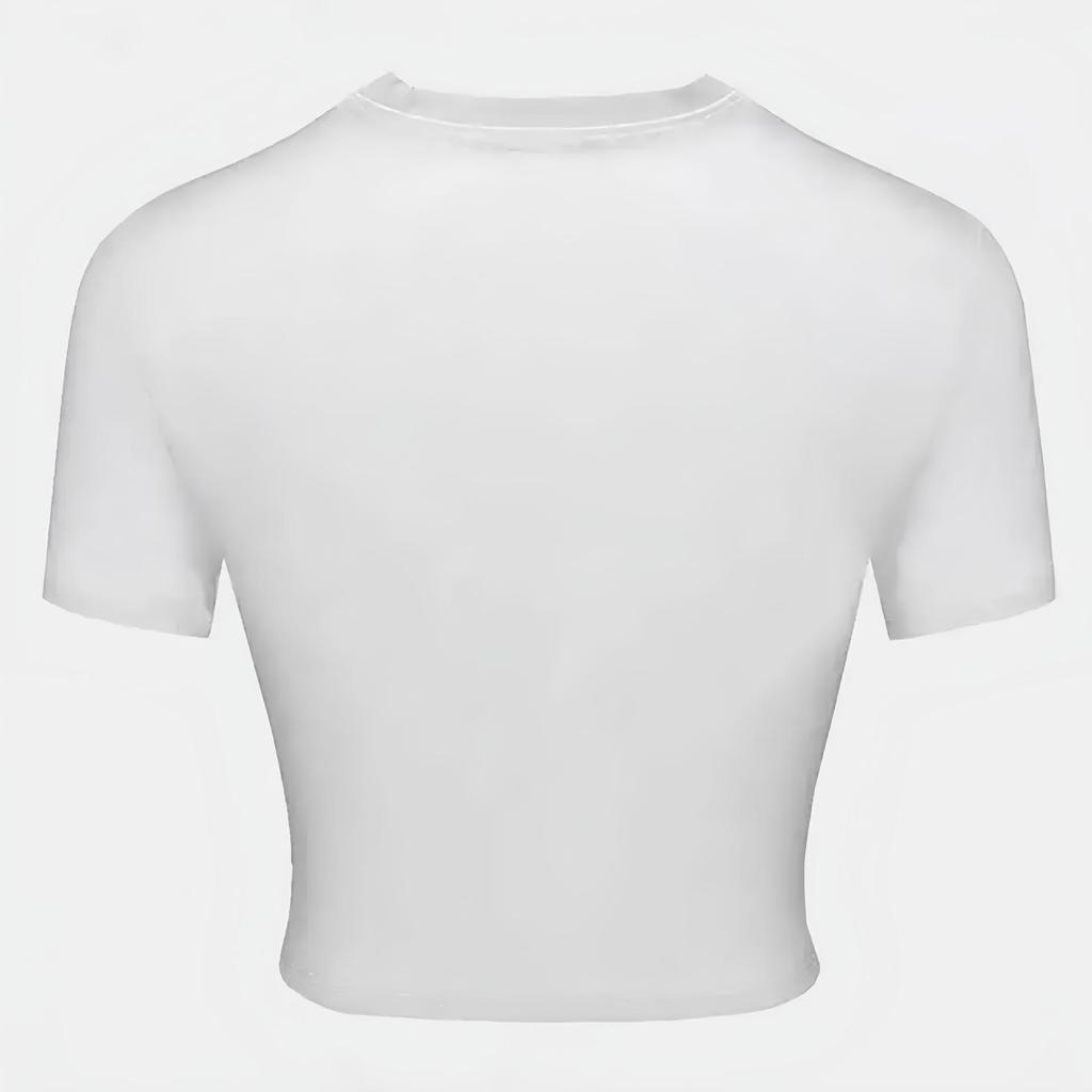 Women's Slim-Fit Cross-Strap Crop Top with Custom Printing, Short-Sleeve Tee