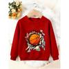 Unisex Kids Crewneck Sweatshirt, 3D Broken Wall Basketball Print Pullover, Boys Girls Sport Casual Sweatshirt For Kids Over 4 Years Old