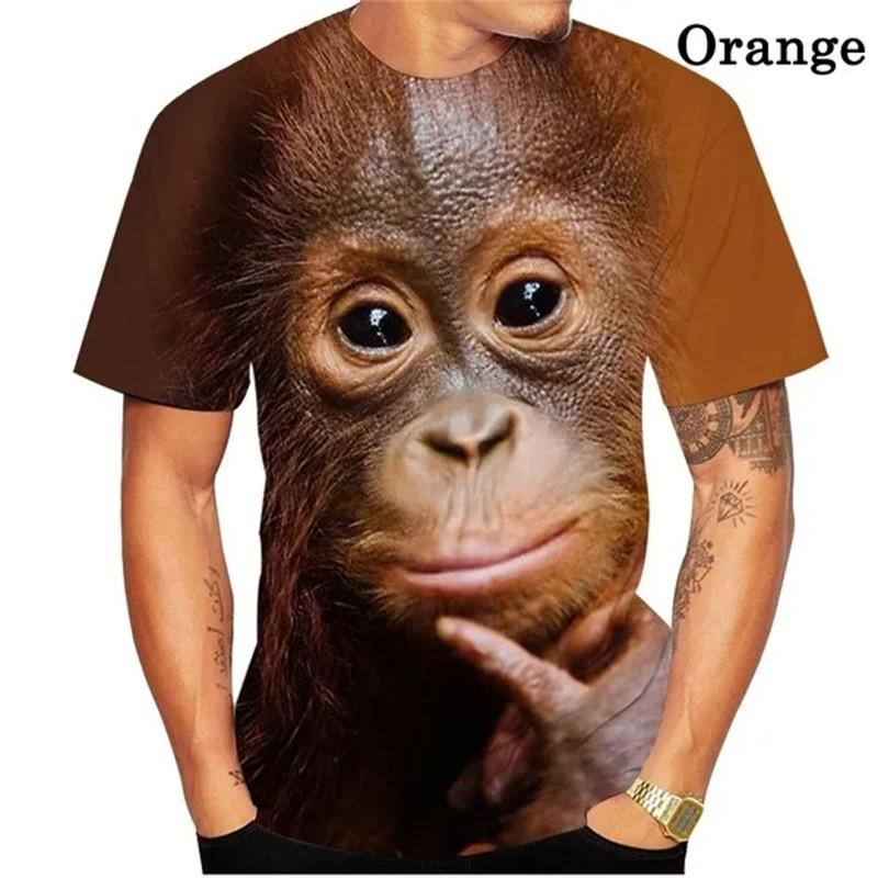 Men's 3D printed funny gorilla monkey pattern T-shirt animal T-shirt women's summer fashion short sleeved street T-shirt