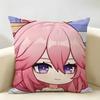 Yae Miko Cute Genshin Impact Cushion Cover Natural Linen Organic Fabric DoubleSided Printing Room Sofa Decor Pillow Case