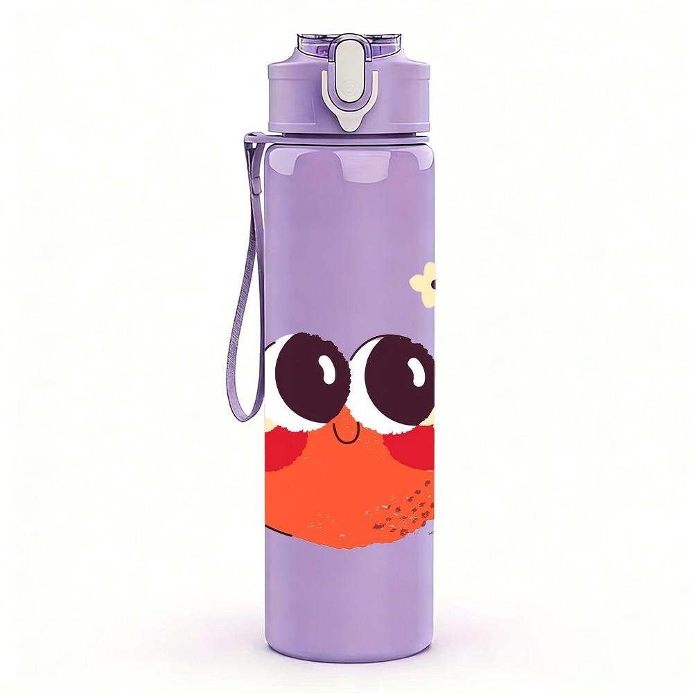 1PC Red Crab Ocean Animal Cartoon Print 750ml Color Plastic Sports Water Bottle Leakproof Flip Straw Lid Suitable for Sports Office Home Use