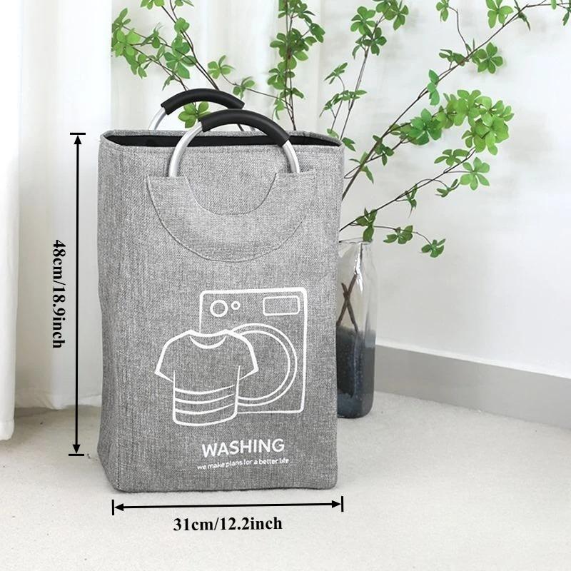 Collapsible Linen Laundry Basket with Handles Waterproof Large Capacity for Dirty Clothes Bathroom Bedroom Laundry Room Storage